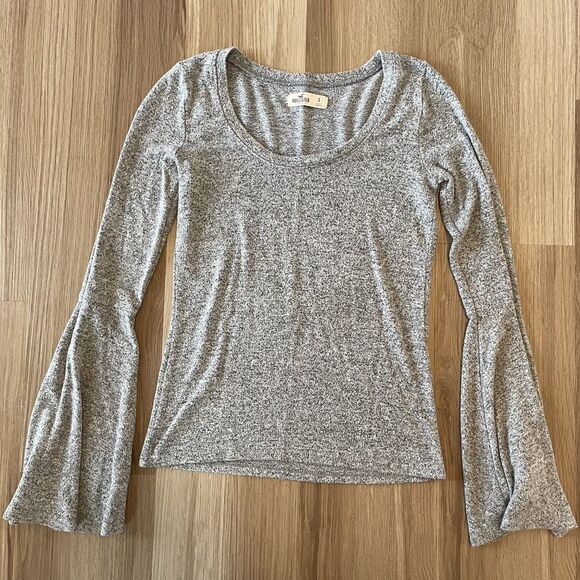 Hollister Tops - Hollister Women’s S Gray Marl Bell Sleeve Top Fairy Y2K Whimsygoth Boho Cowgirl
